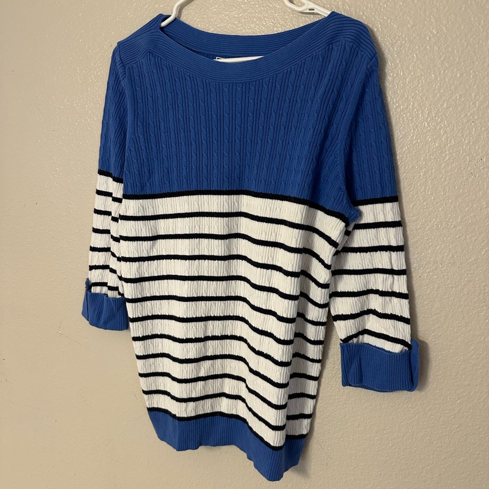 Karen Scott Blue and White Striped Sweater 0029
B2